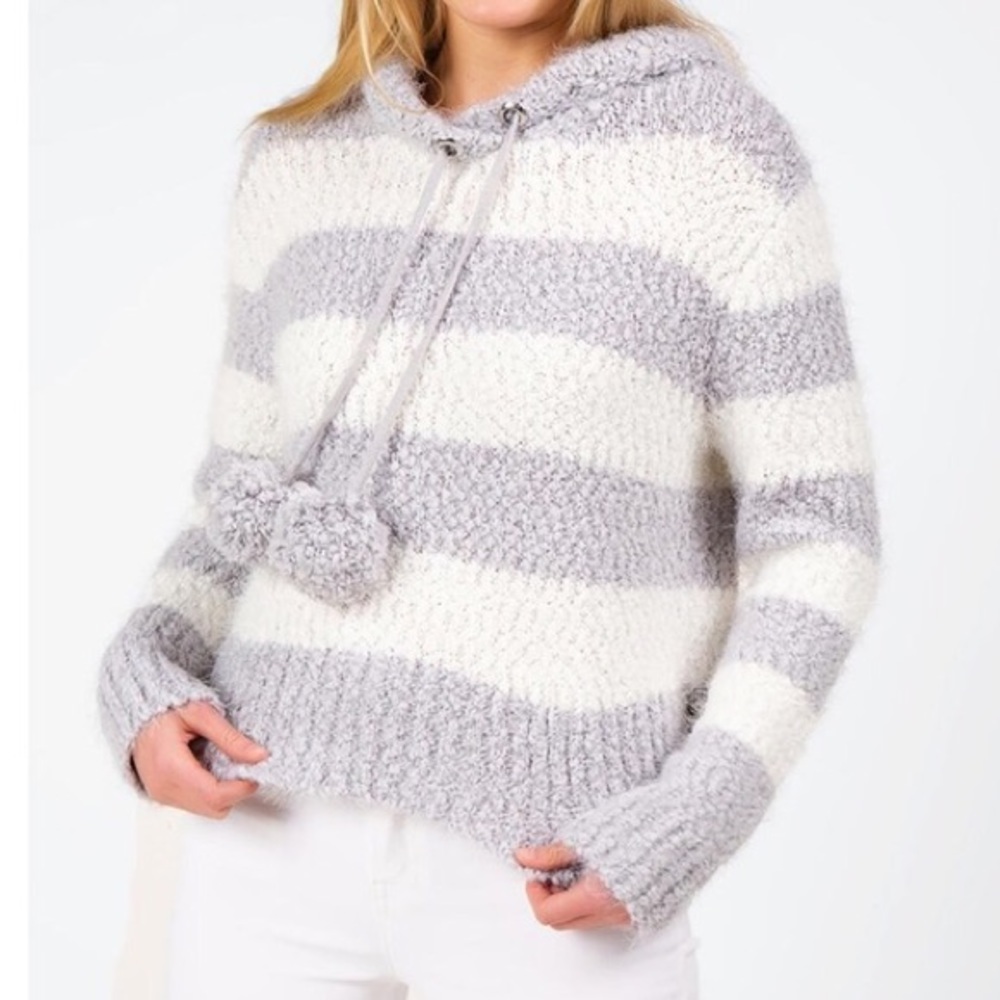 Francescas grey striped Pom Pom sweater